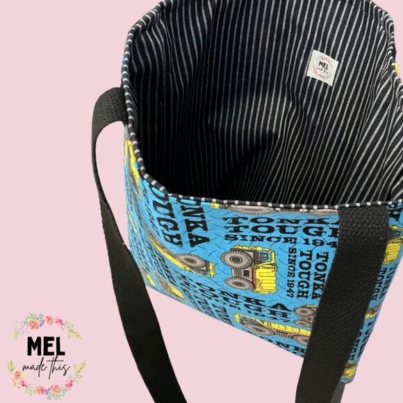 Tonka Truck Tote Bag - Black Striped Lining - Picture 2 of 3